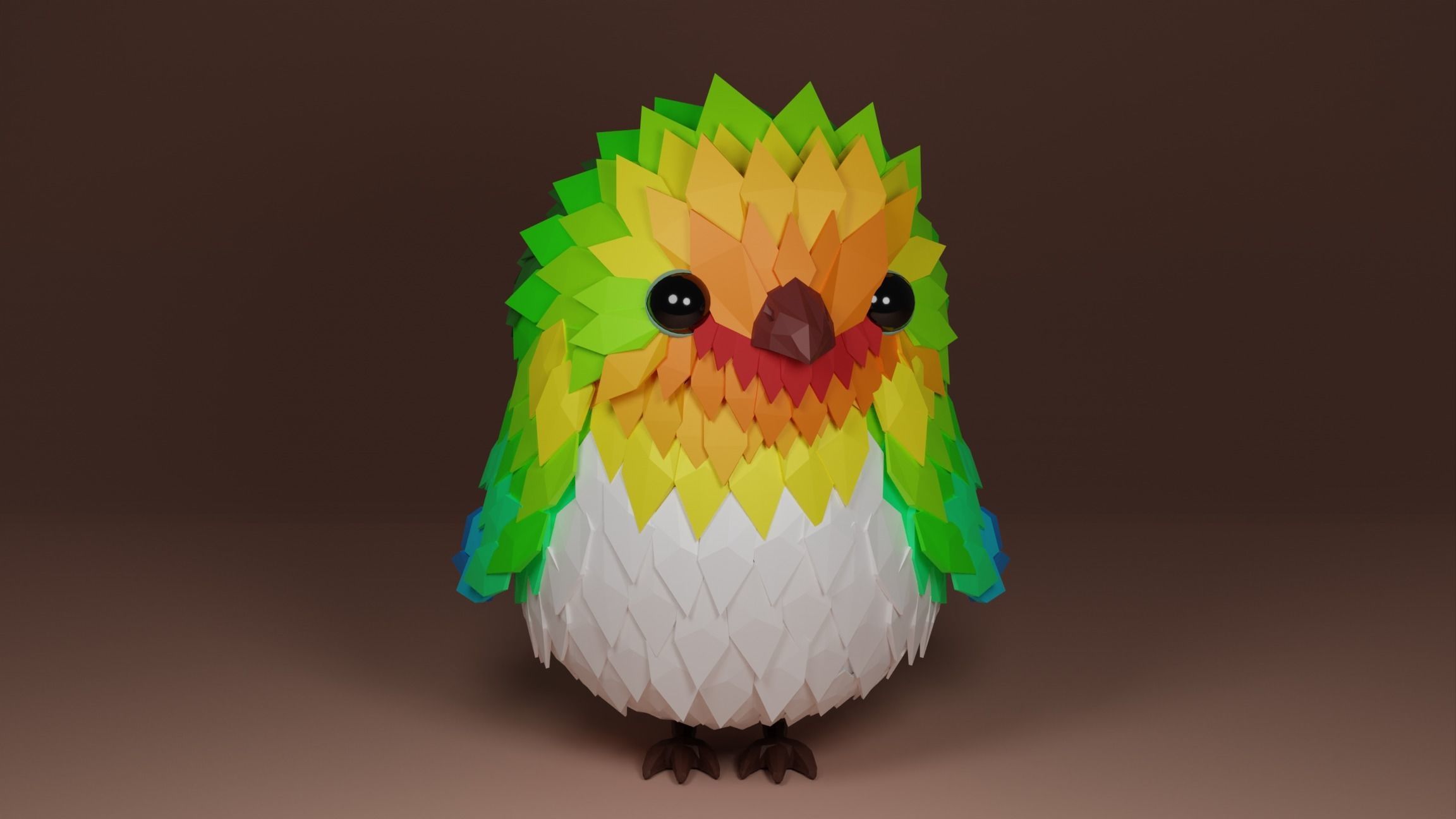 Cute lowpoly bird Low-poly 3D model_3