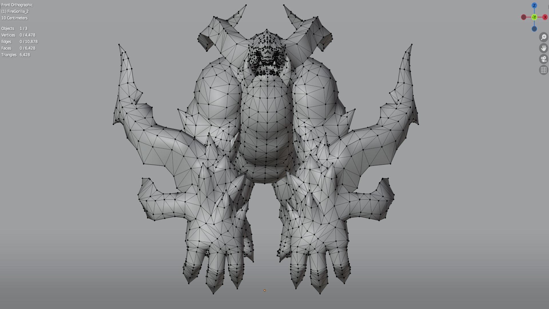Fire Gorilla Monster 3D model_11