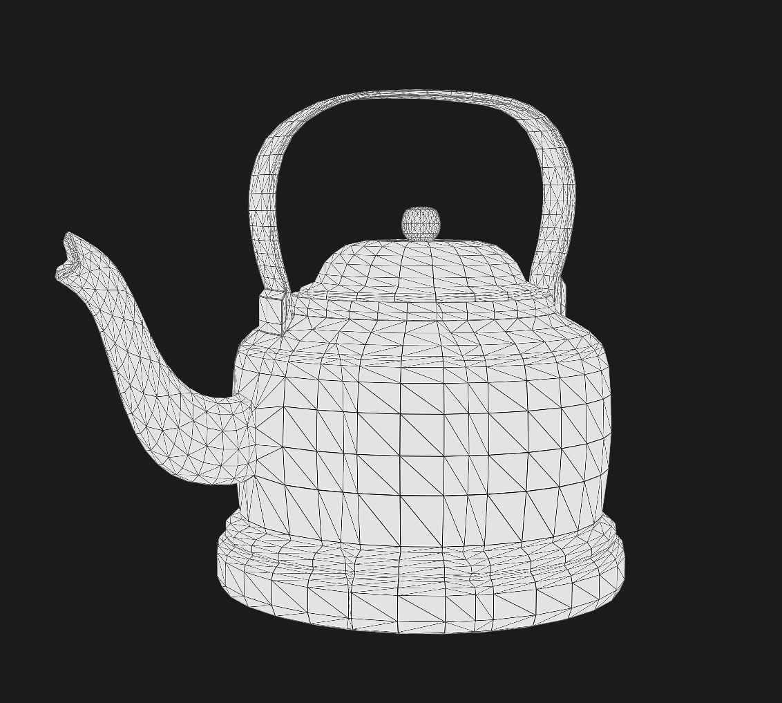 Old teapot Free low-poly 3D model_1