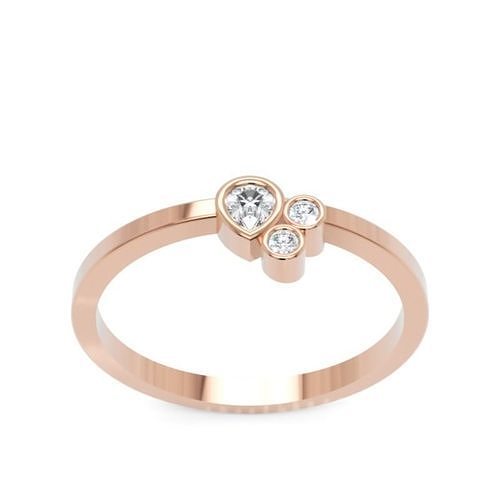  Minimal Three-Stone Diamond Ring with Bezel Setting 003 Ct 3D print model