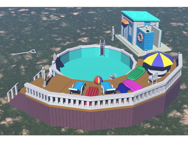 Deluxe Pool Set in HO Scale Free 3D print model_63