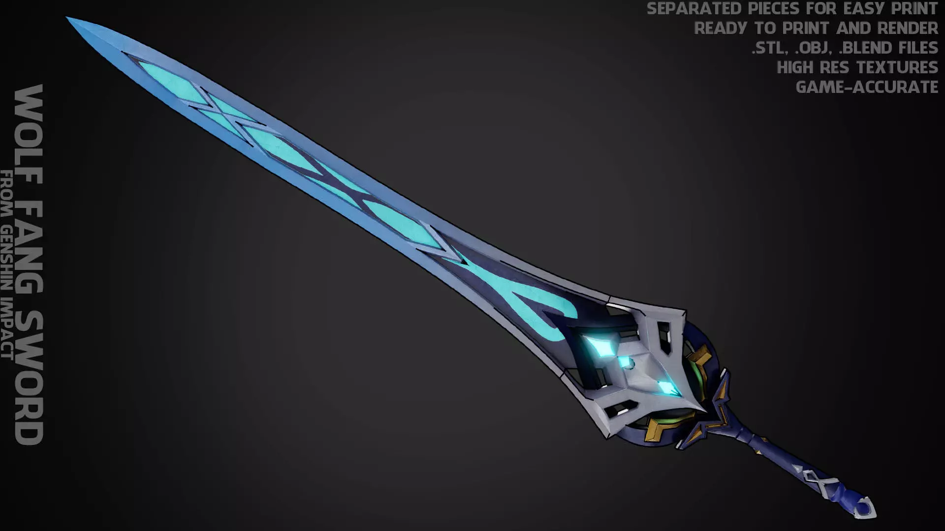 Genshin Impact Wolf Fang for Cosplay 3D print model_0