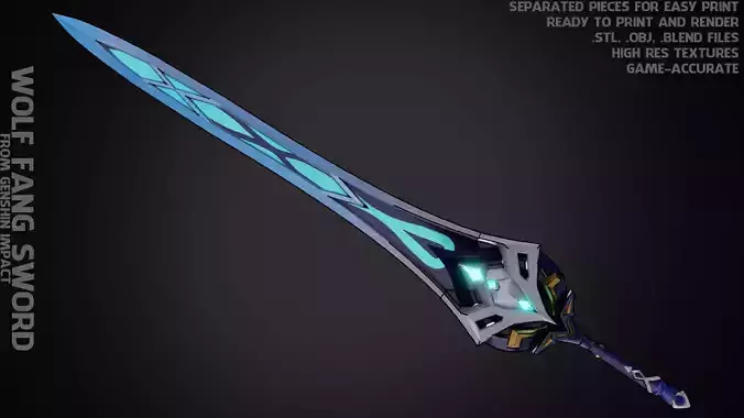 Genshin Impact Wolf Fang for Cosplay 3D print model Genshin Impact Wolf Fang for Cosplay 3D print model