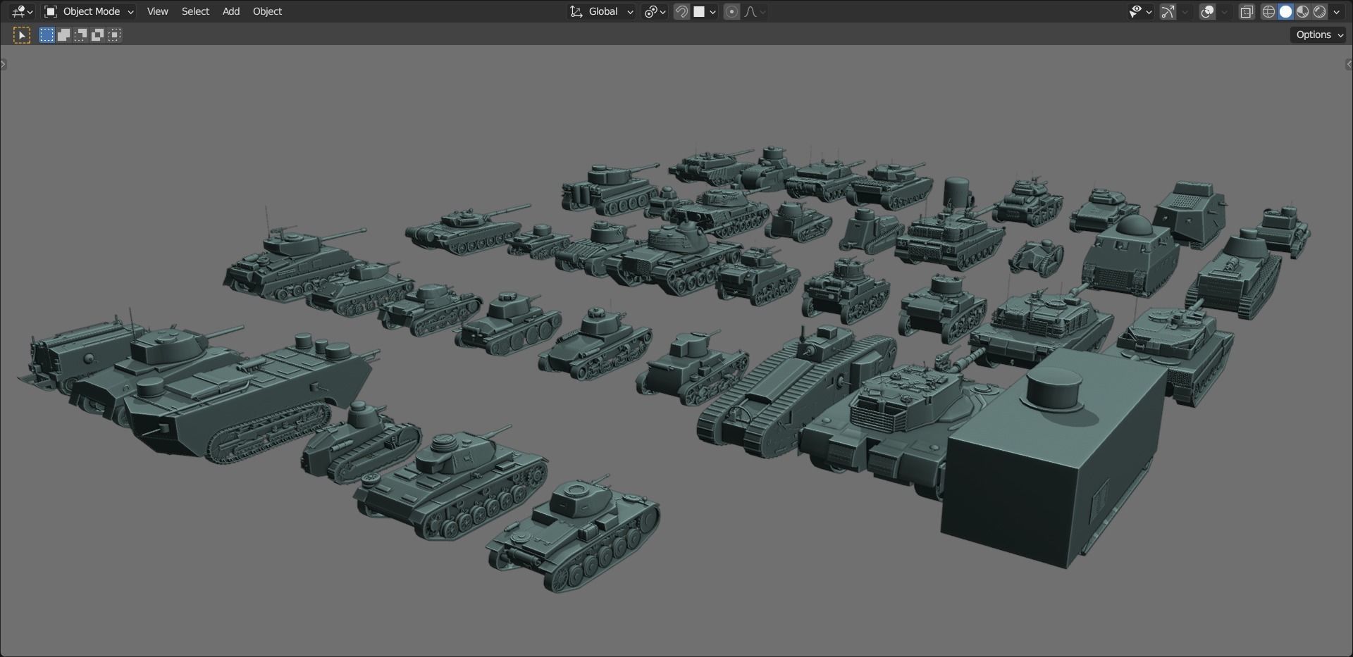 43 Tanks Base Mesh Low-poly 3D model_110