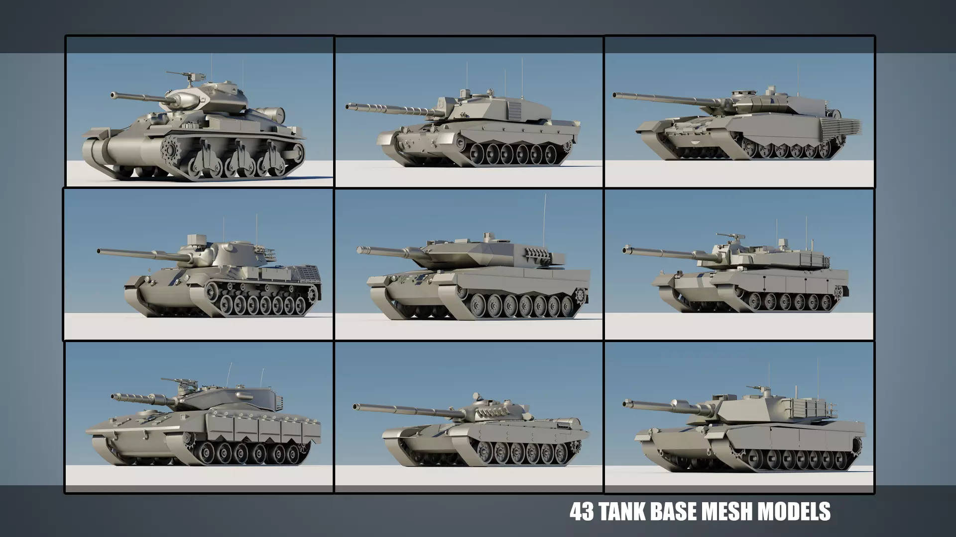43 Tanks Base Mesh Low-poly 3D model_0