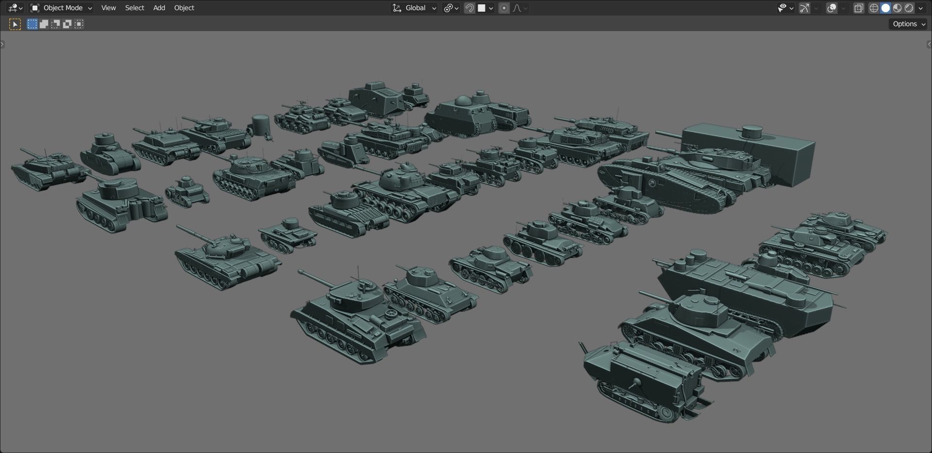 43 Tanks Base Mesh Low-poly 3D model_121