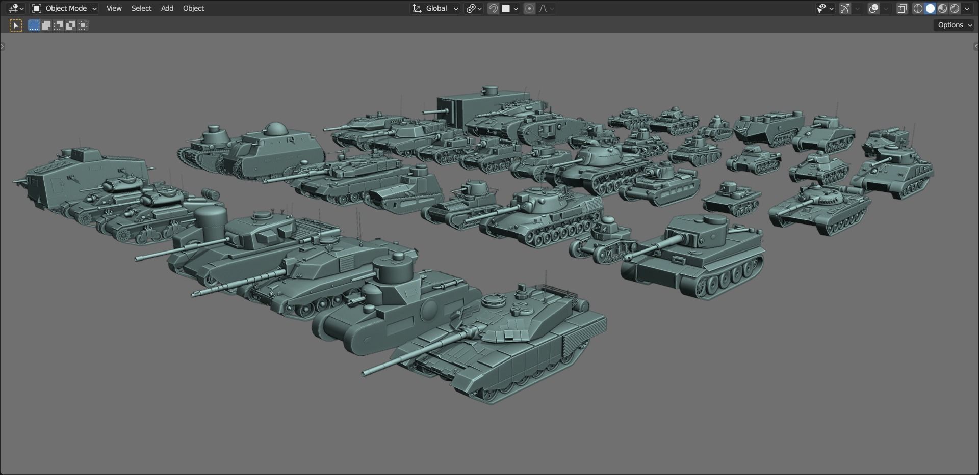 43 Tanks Base Mesh Low-poly 3D model_88