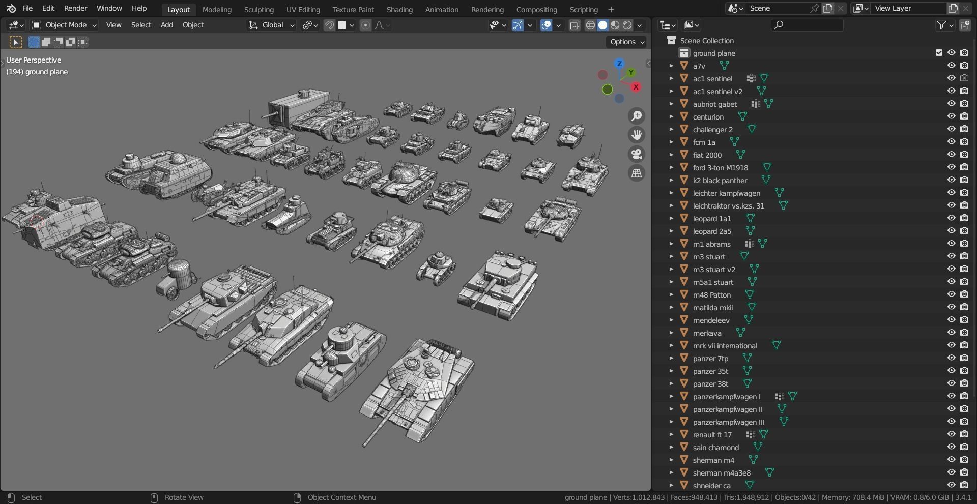 43 Tanks Base Mesh Low-poly 3D model_86