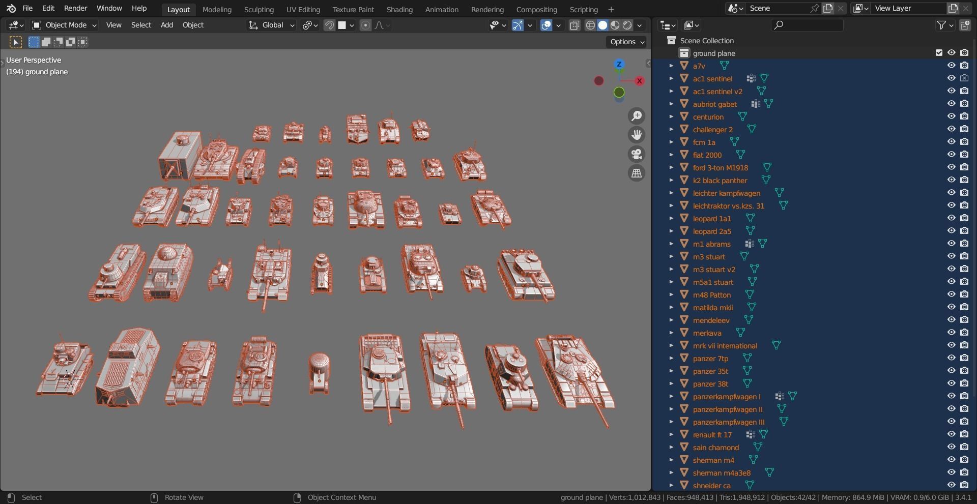 43 Tanks Base Mesh Low-poly 3D model_87