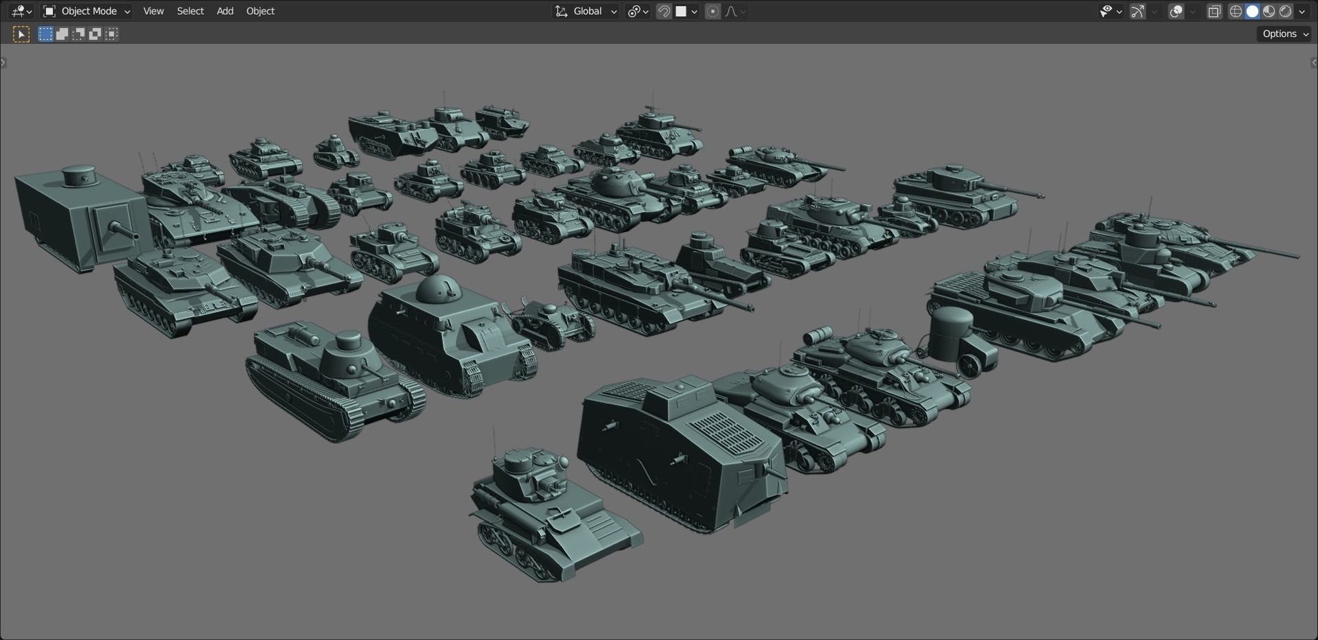 43 Tanks Base Mesh Low-poly 3D model_99