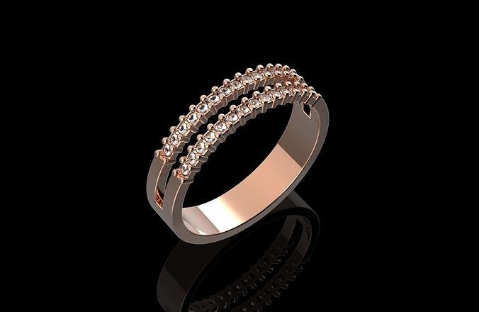 Double Ring With Diamonds 3D print model