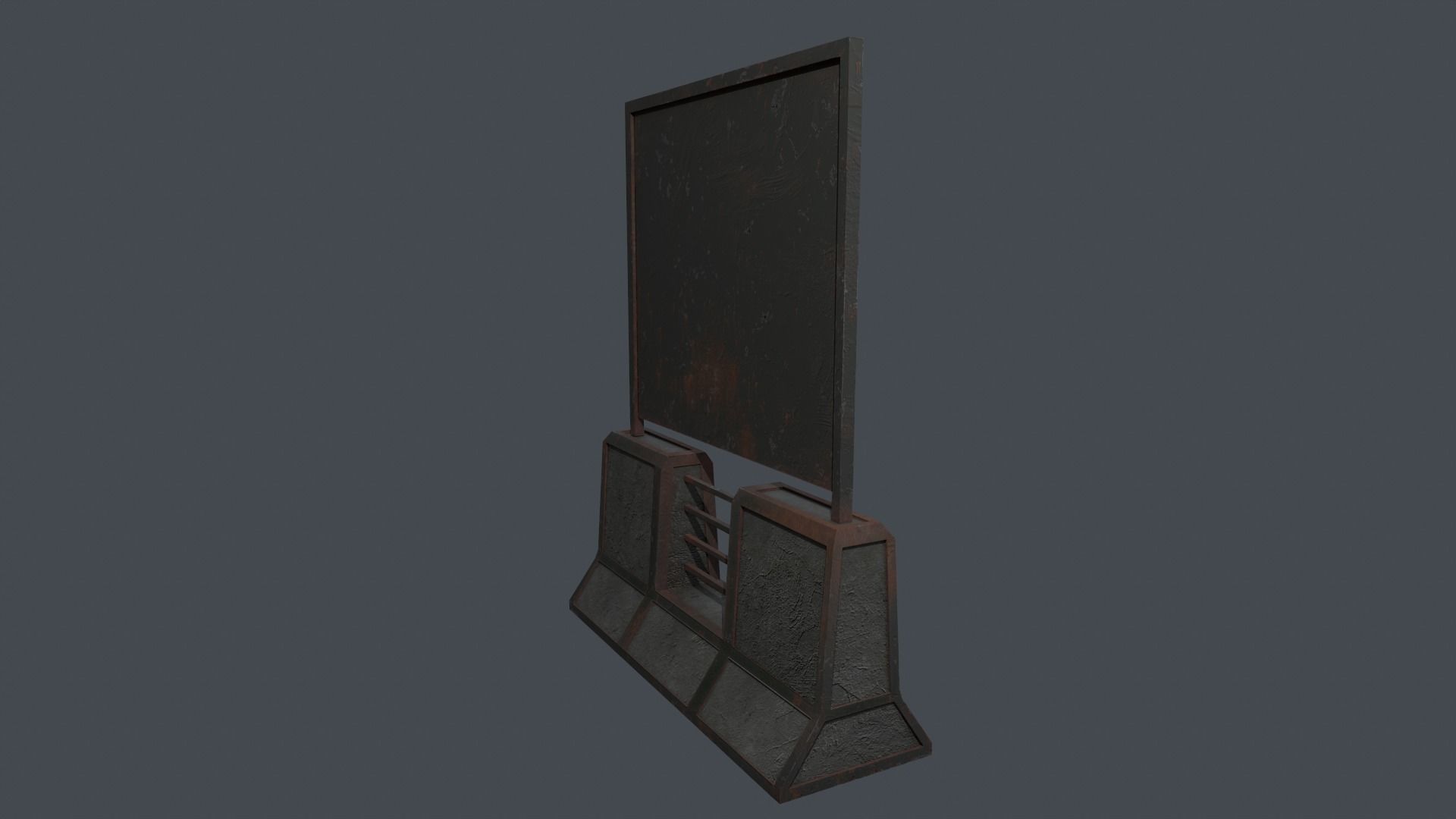 Concrete RoadBlock Barrier Barricade 3D model_6