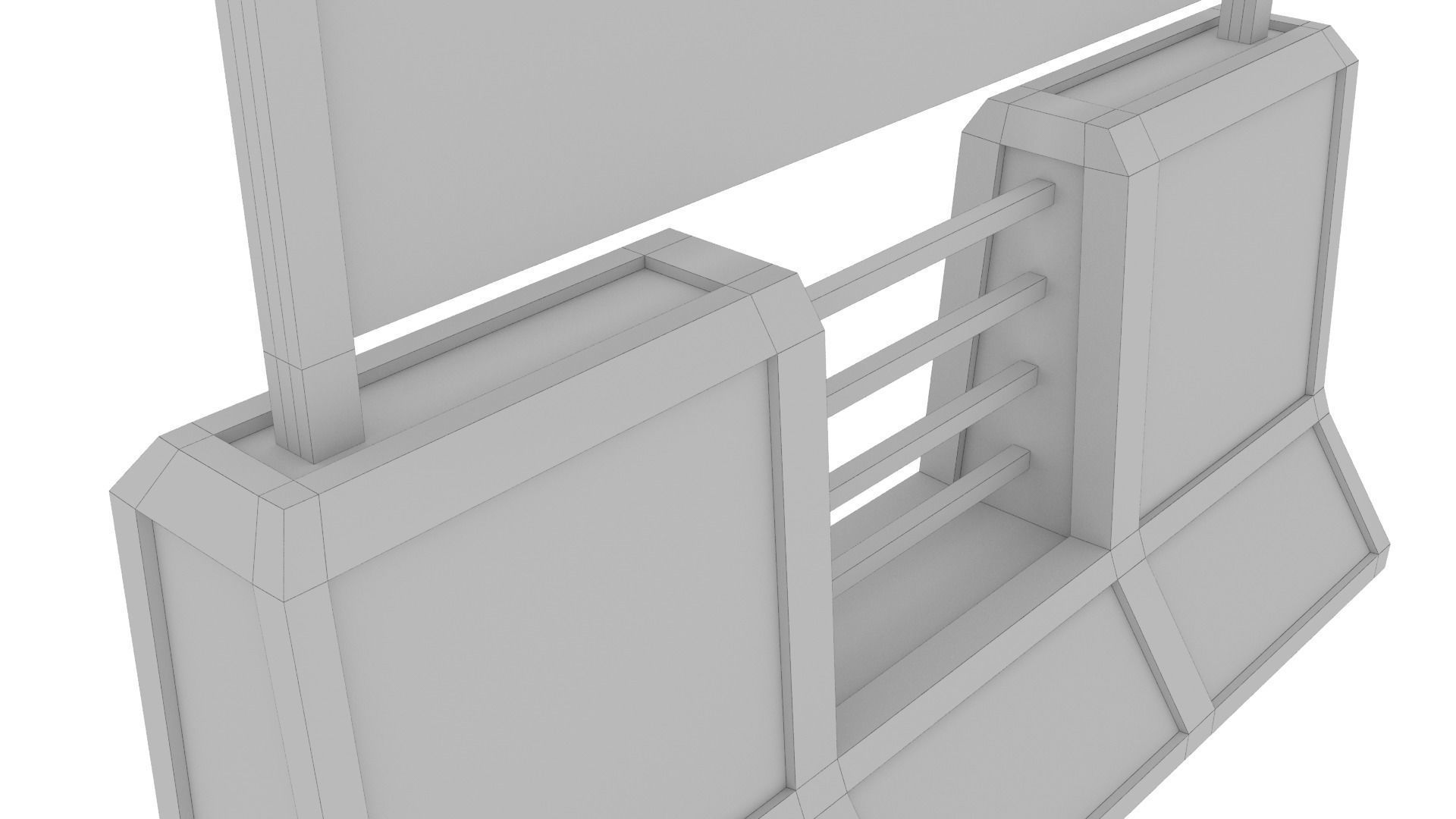 Concrete RoadBlock Barrier Barricade 3D model_17