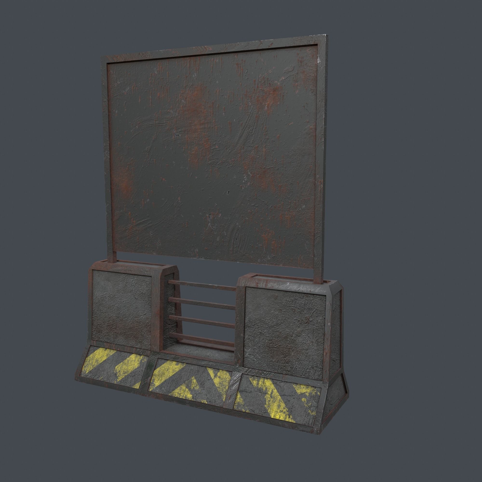 Concrete RoadBlock Barrier Barricade 3D model_3