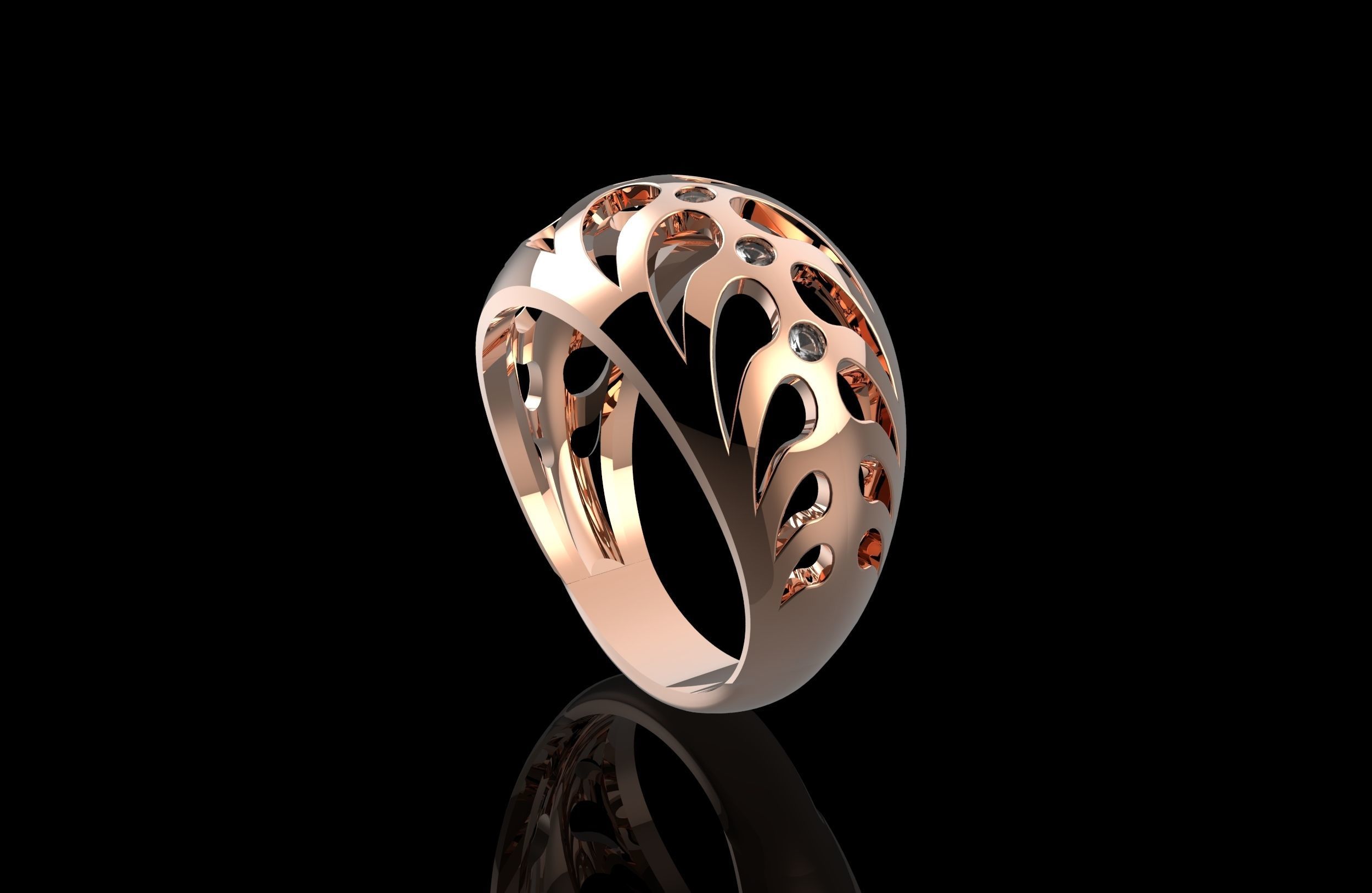 Fashion Ring With Brilliants 3D Print Model 3D print model_5