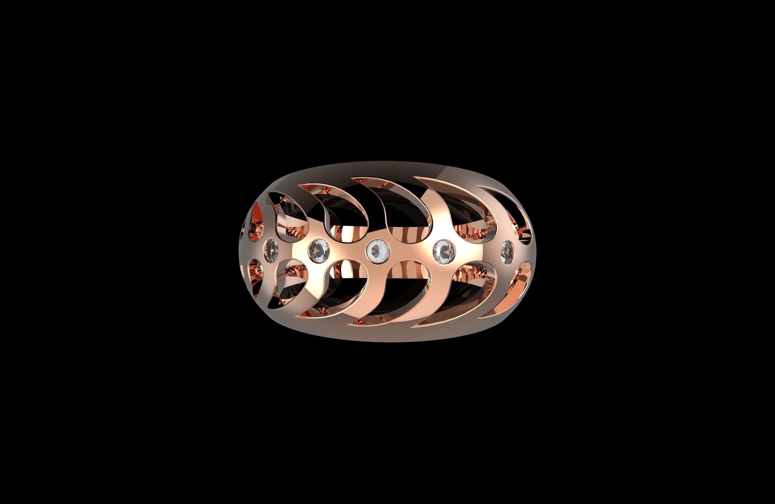 Fashion Ring With Brilliants 3D Print Model 3D print model_1
