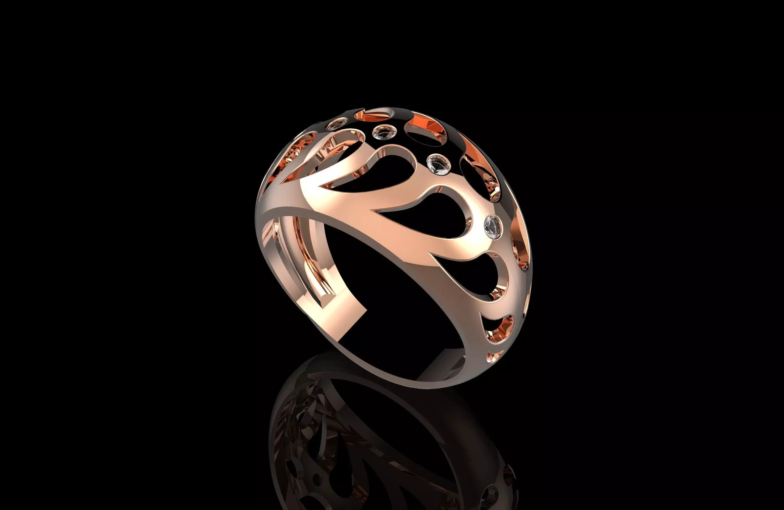 Fashion Ring With Brilliants 3D Print Model 3D print model_0