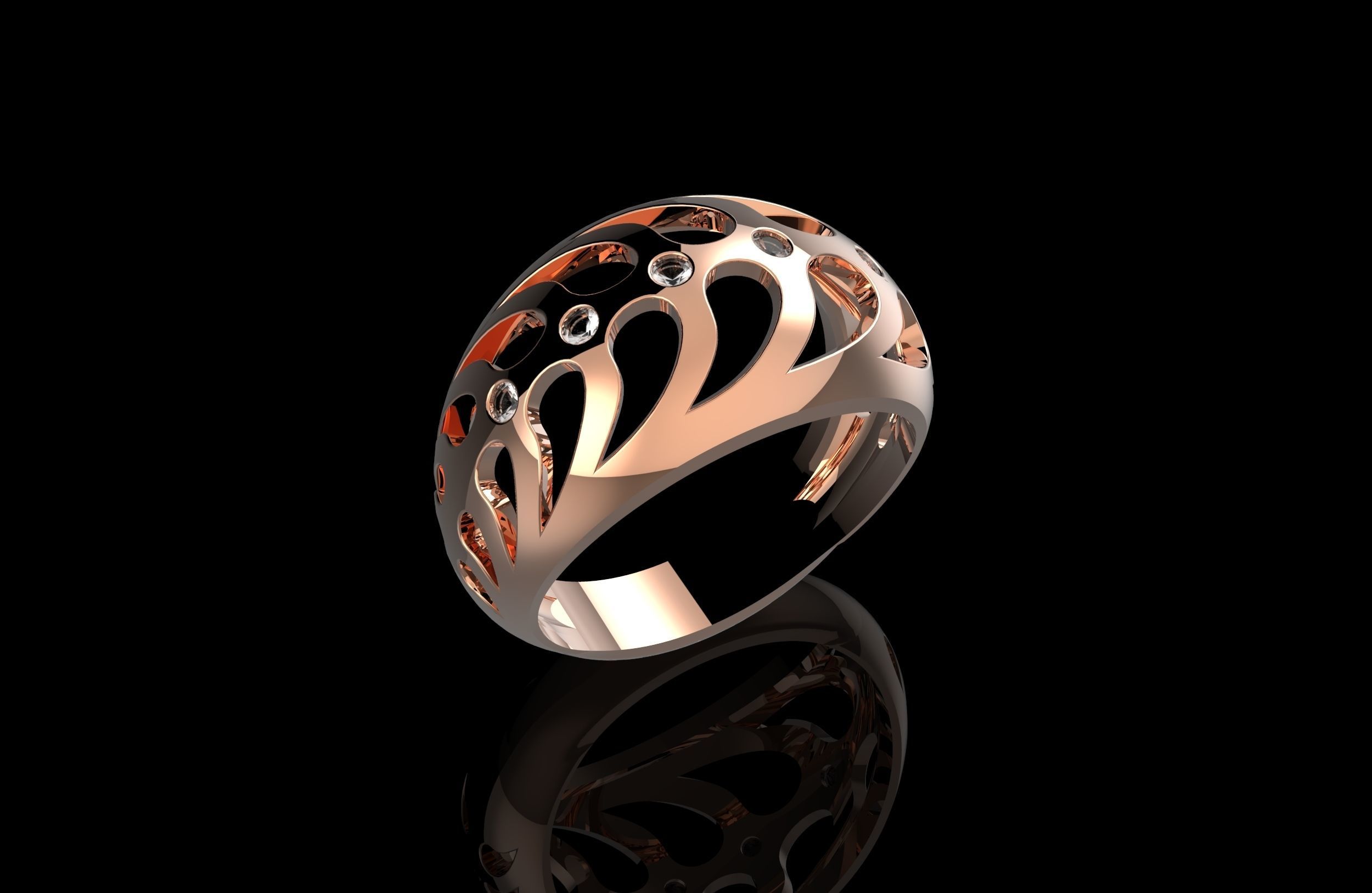 Fashion Ring With Brilliants 3D Print Model 3D print model_2