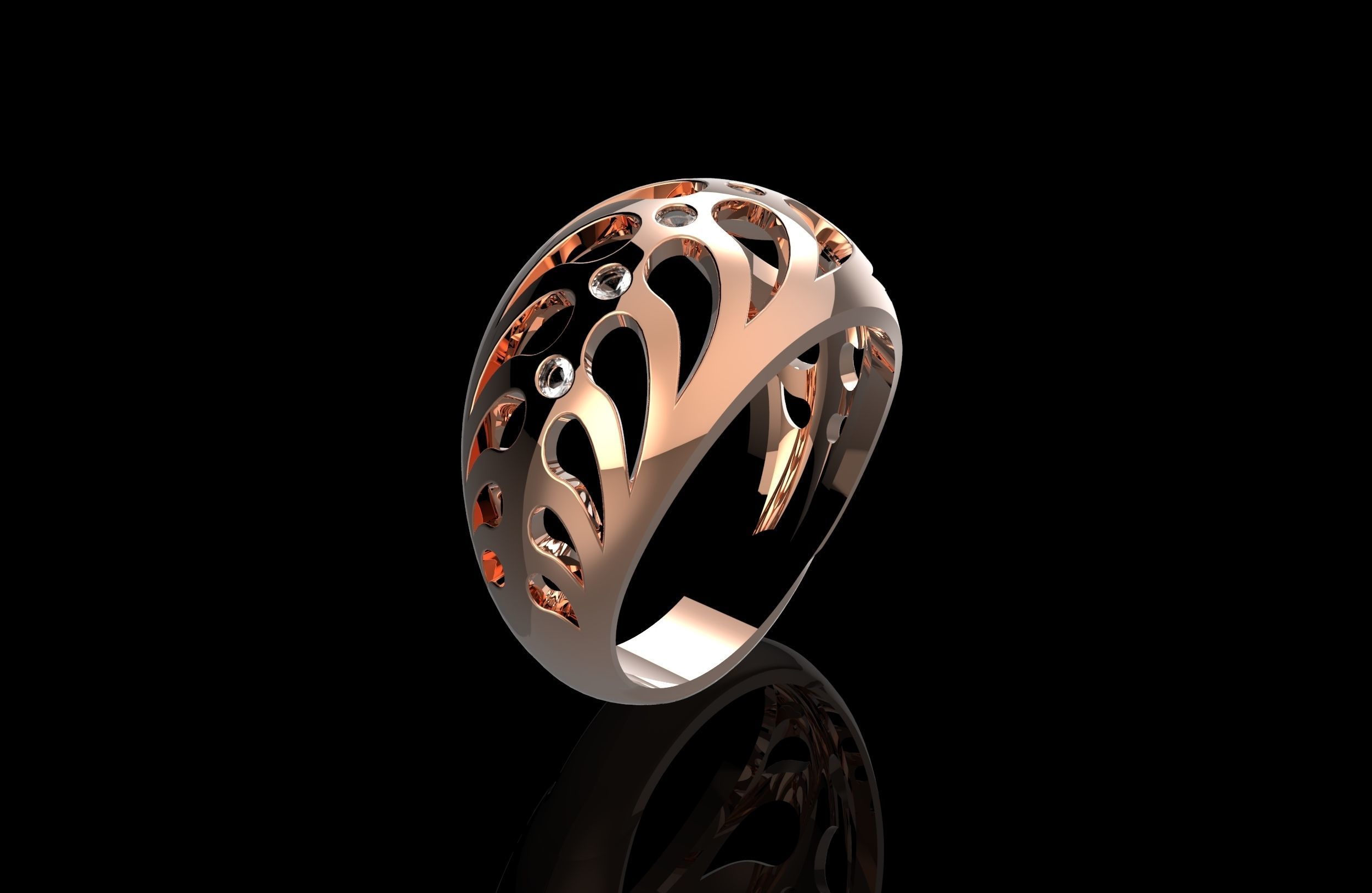 Fashion Ring With Brilliants 3D Print Model 3D print model_3