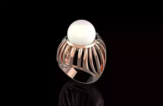 Fashion Ring With Pearl 3D Print Model