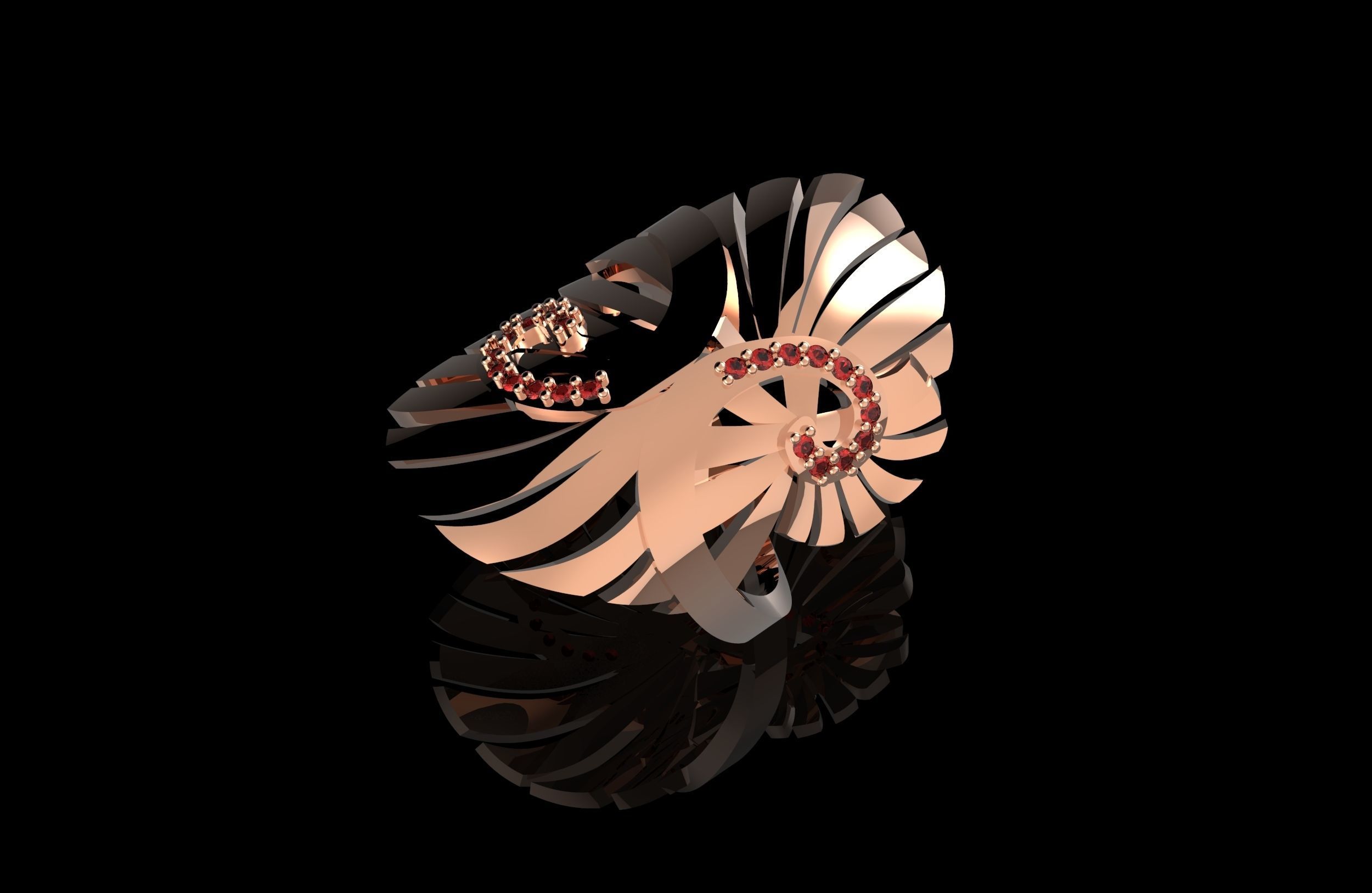 Wing Ring With Brilliants 3D Print Model 3D print model_8