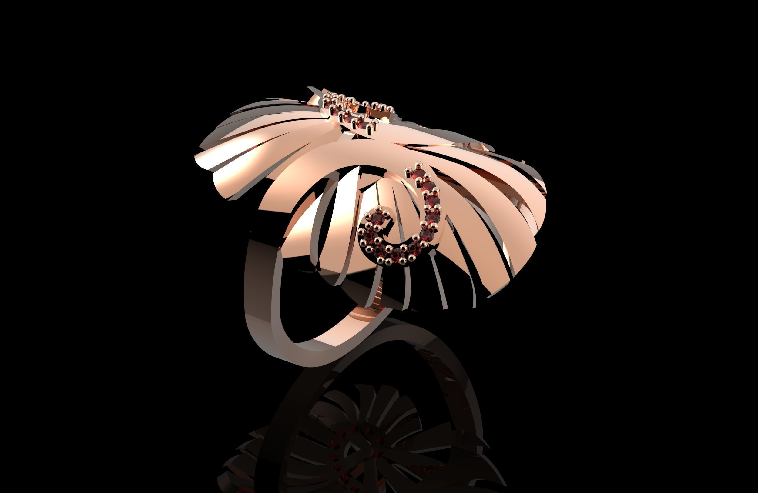 Wing Ring With Brilliants 3D Print Model 3D print model_6