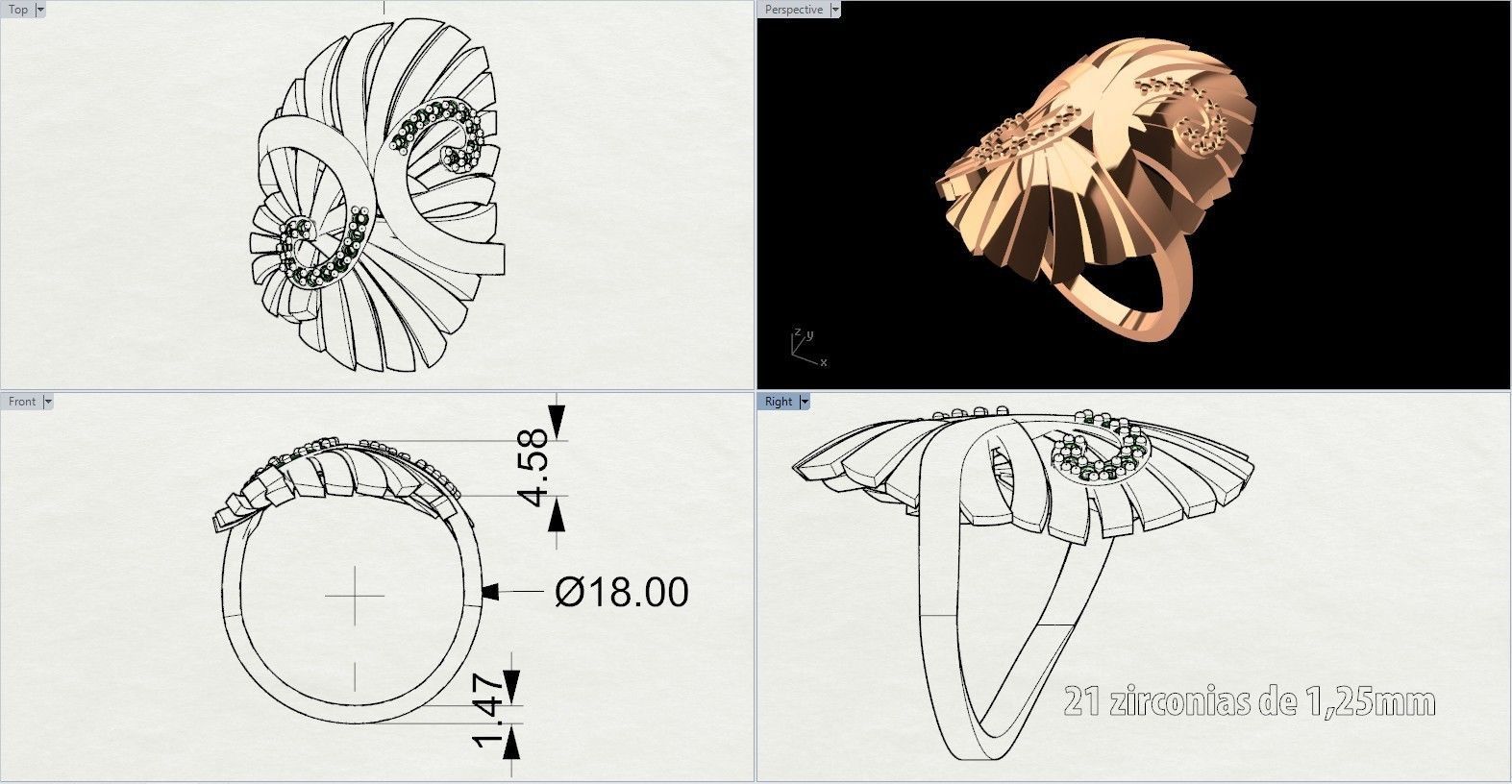 Wing Ring With Brilliants 3D Print Model 3D print model_9