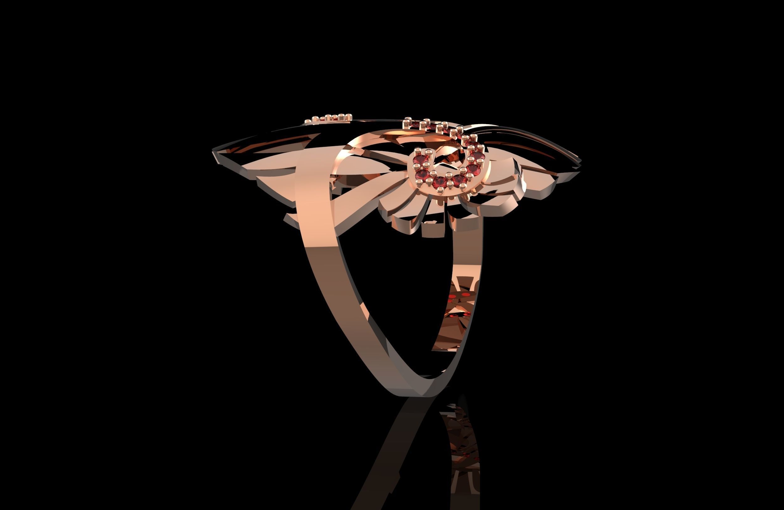 Wing Ring With Brilliants 3D Print Model 3D print model_2