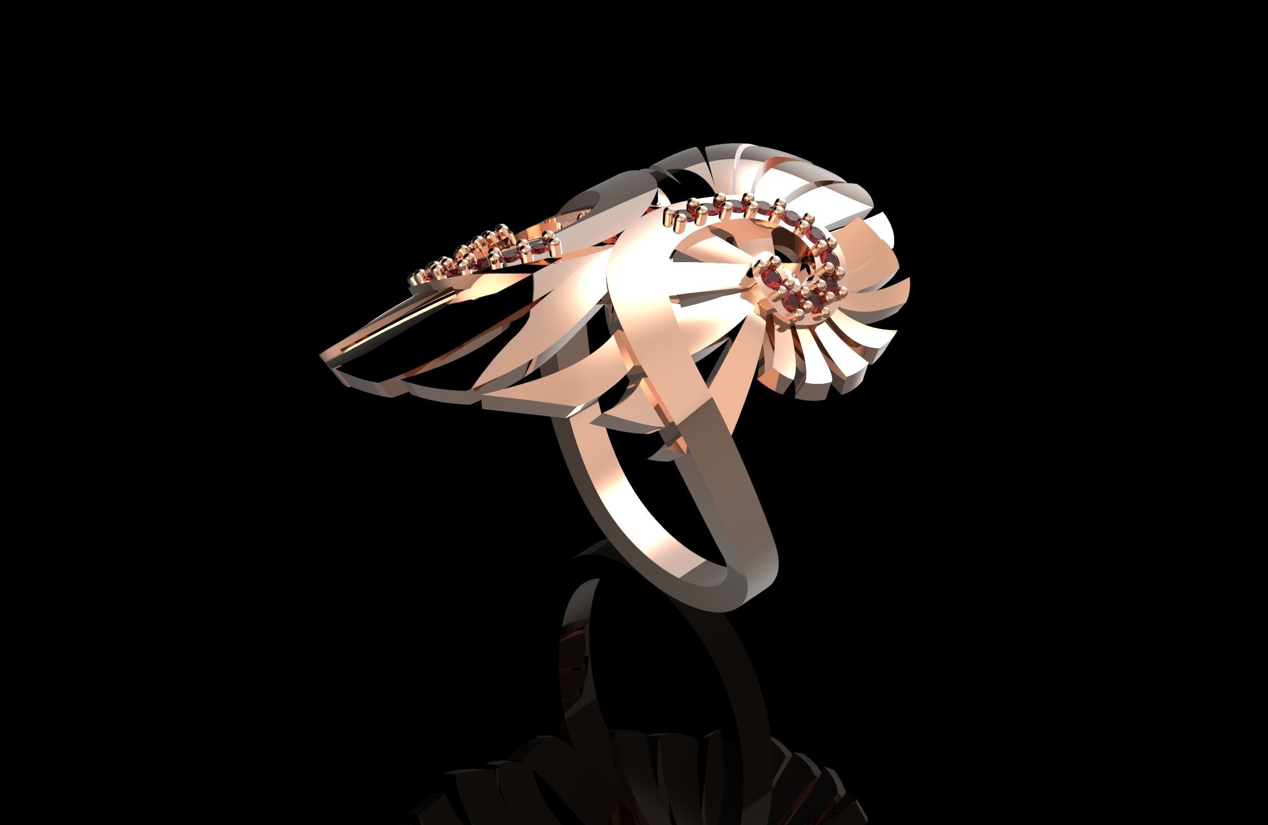 Wing Ring With Brilliants 3D Print Model 3D print model_5