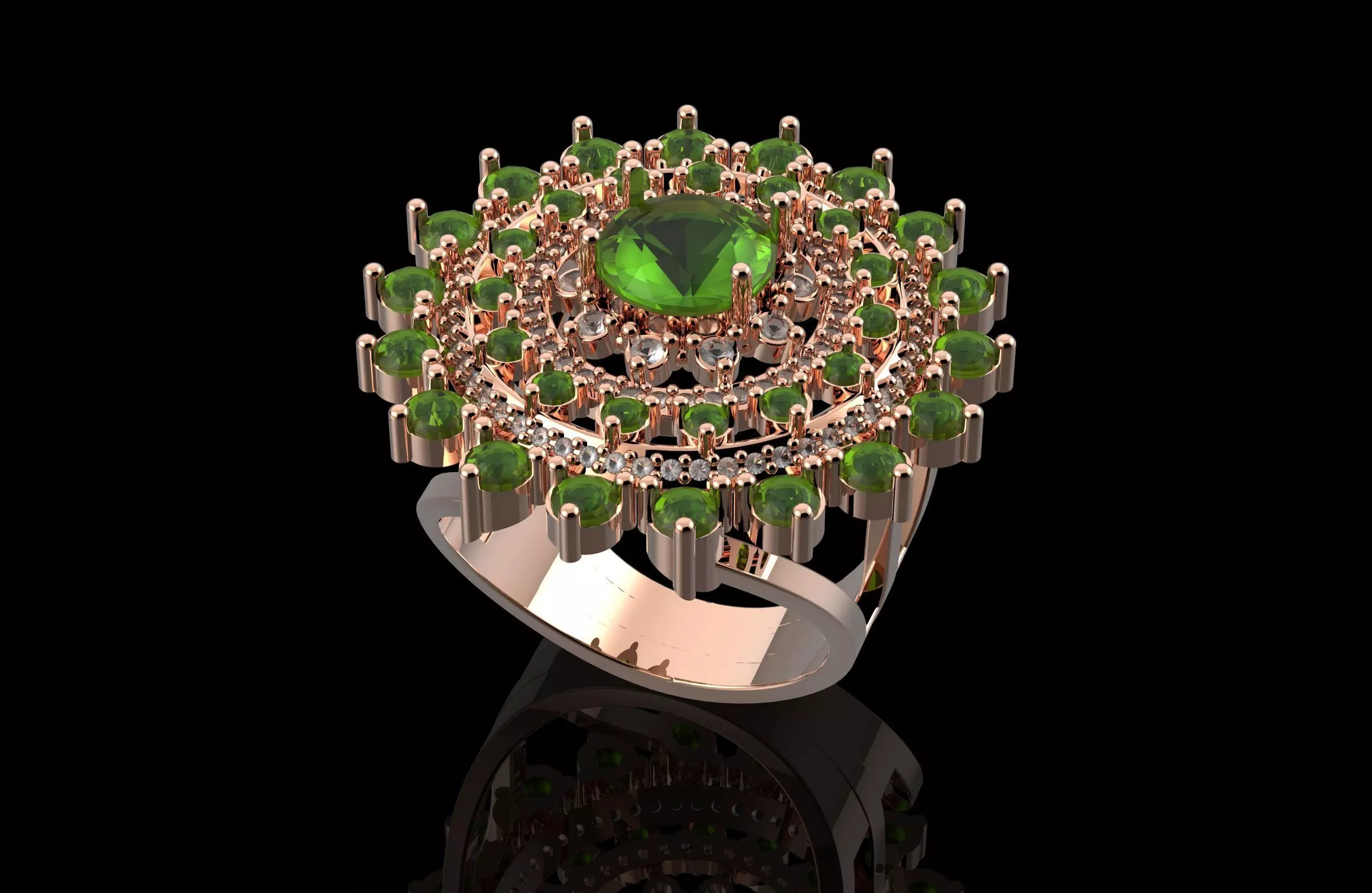 Fashion Ring With Brilliants 3D Print Model 3D print model_0