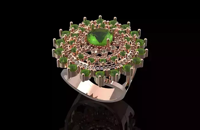 Fashion Ring With Brilliants 3D Print Model