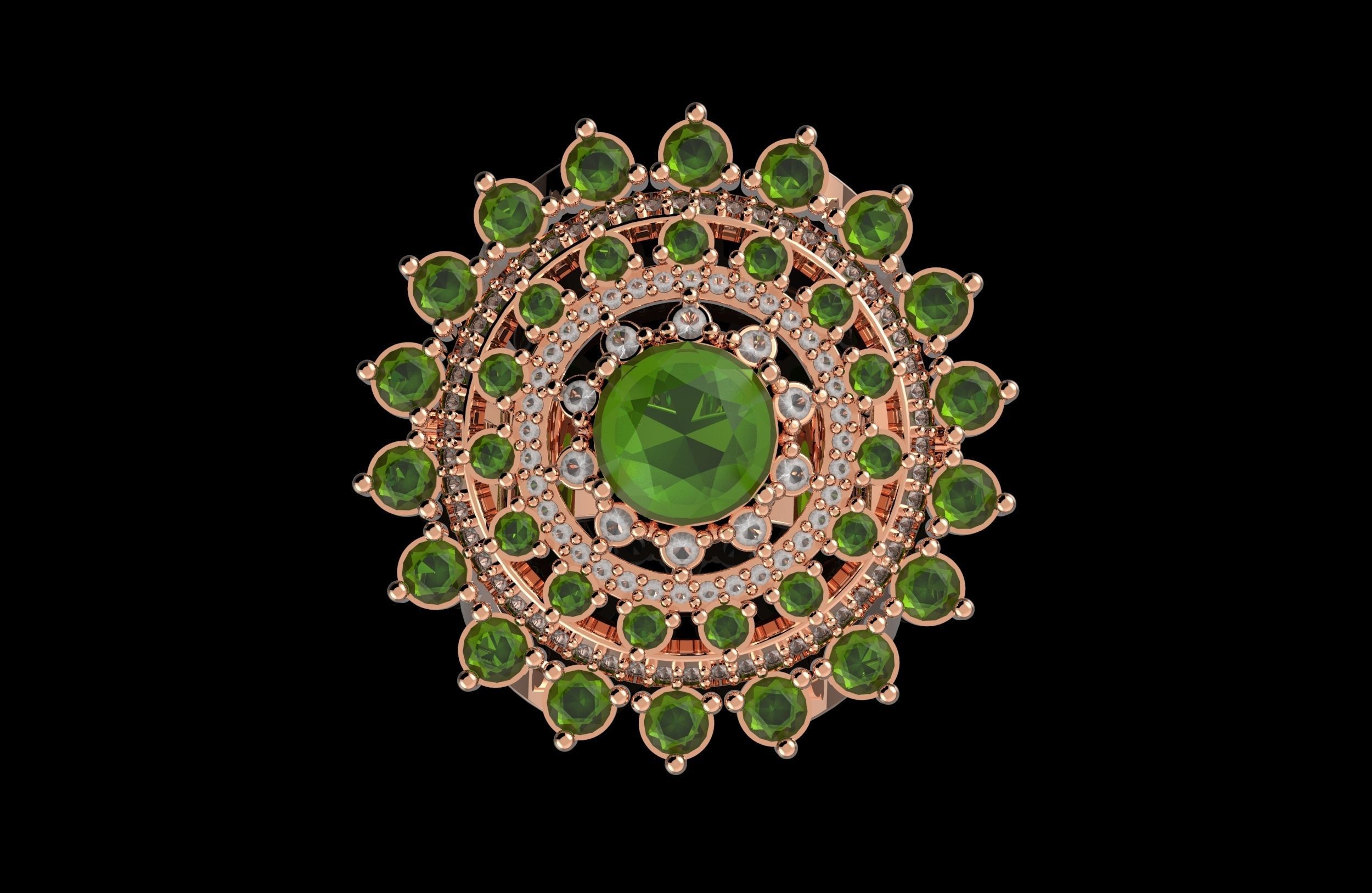 Fashion Ring With Brilliants 3D Print Model 3D print model_4