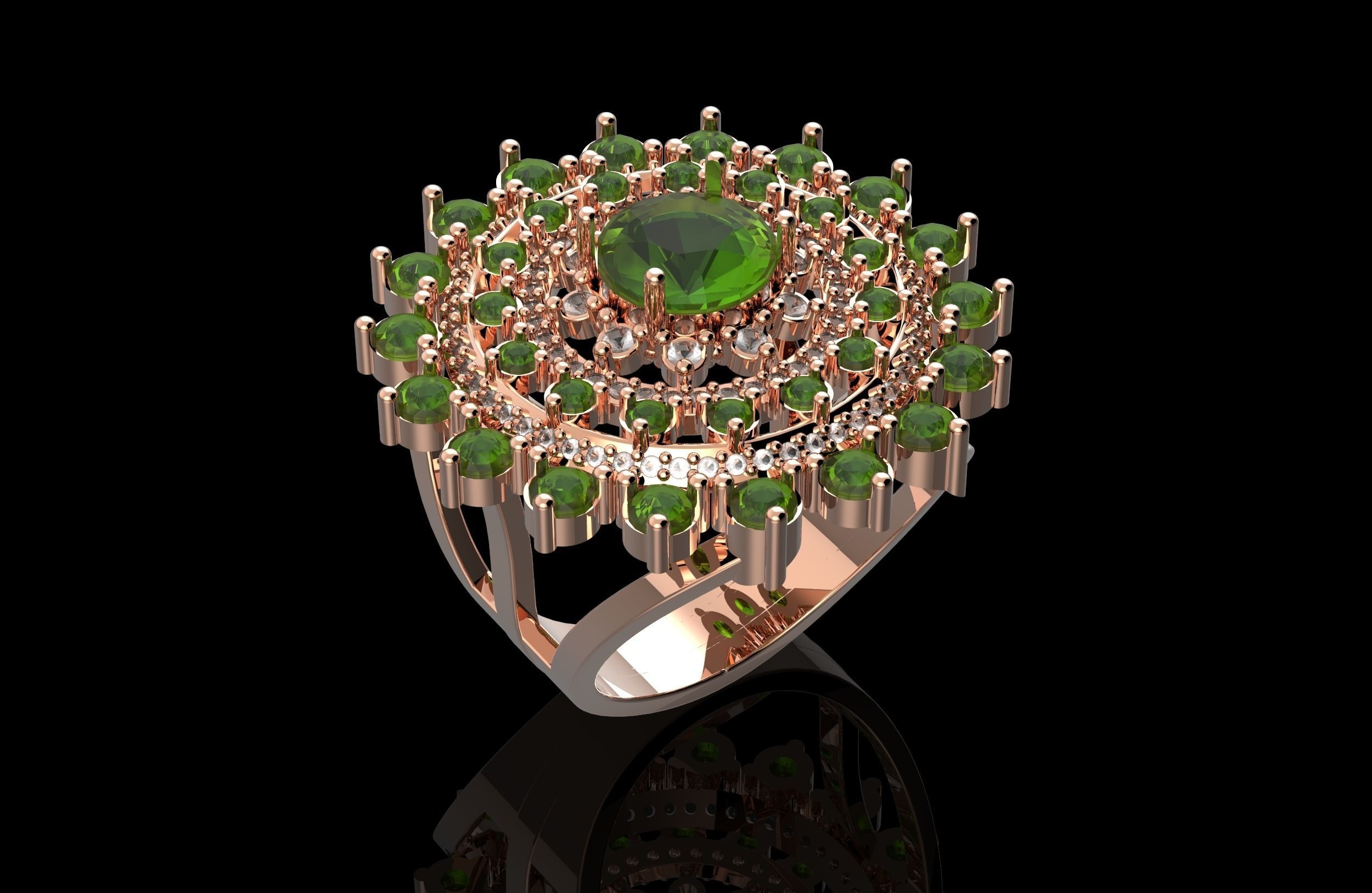 Fashion Ring With Brilliants 3D Print Model 3D print model_1