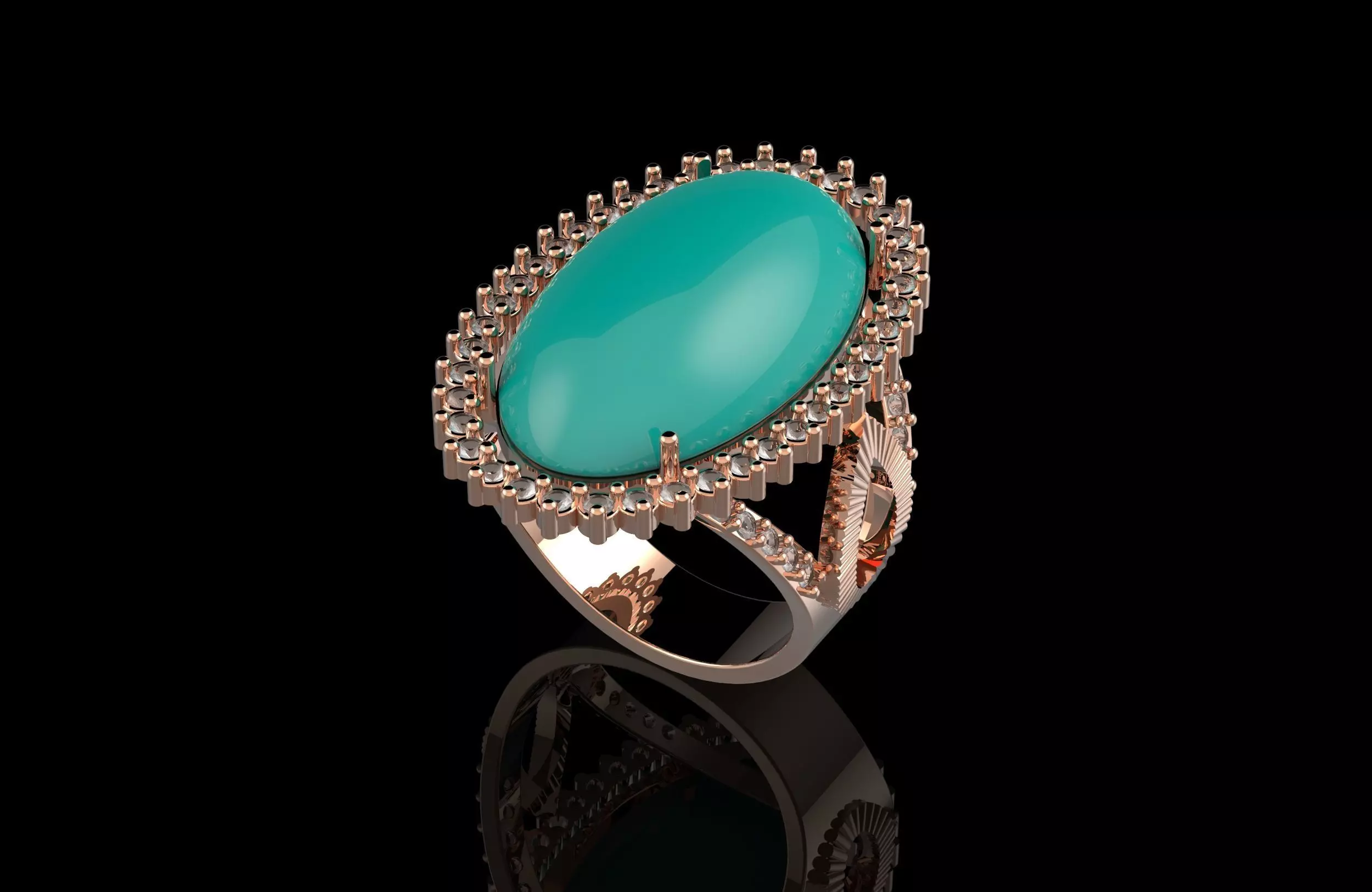 Fashion Ring With Brilliants 3D Print Model 3D print model_0