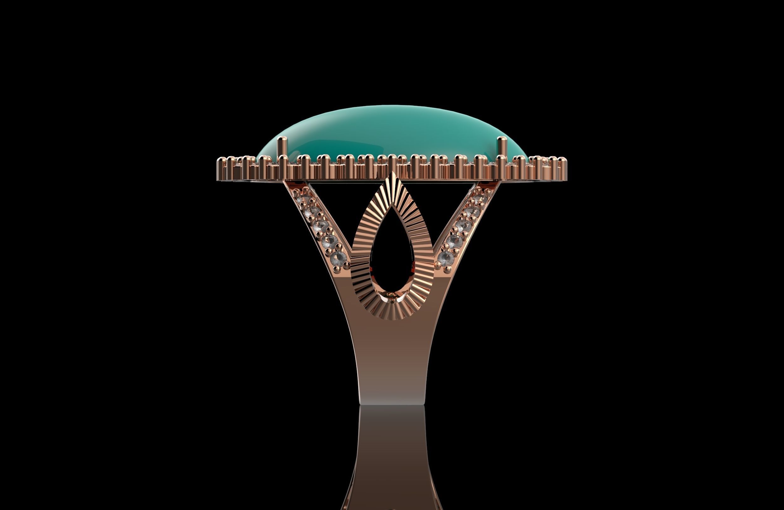 Fashion Ring With Brilliants 3D Print Model 3D print model_2