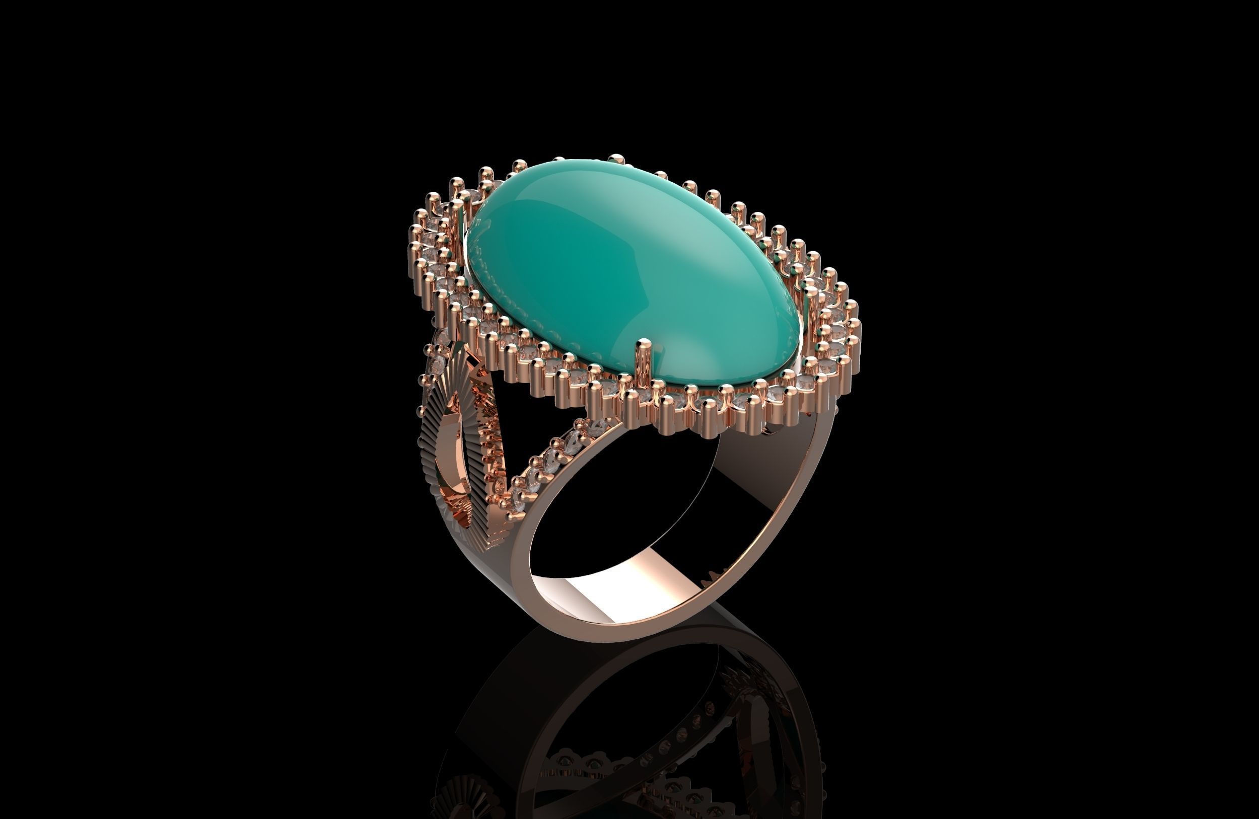 Fashion Ring With Brilliants 3D Print Model 3D print model_1