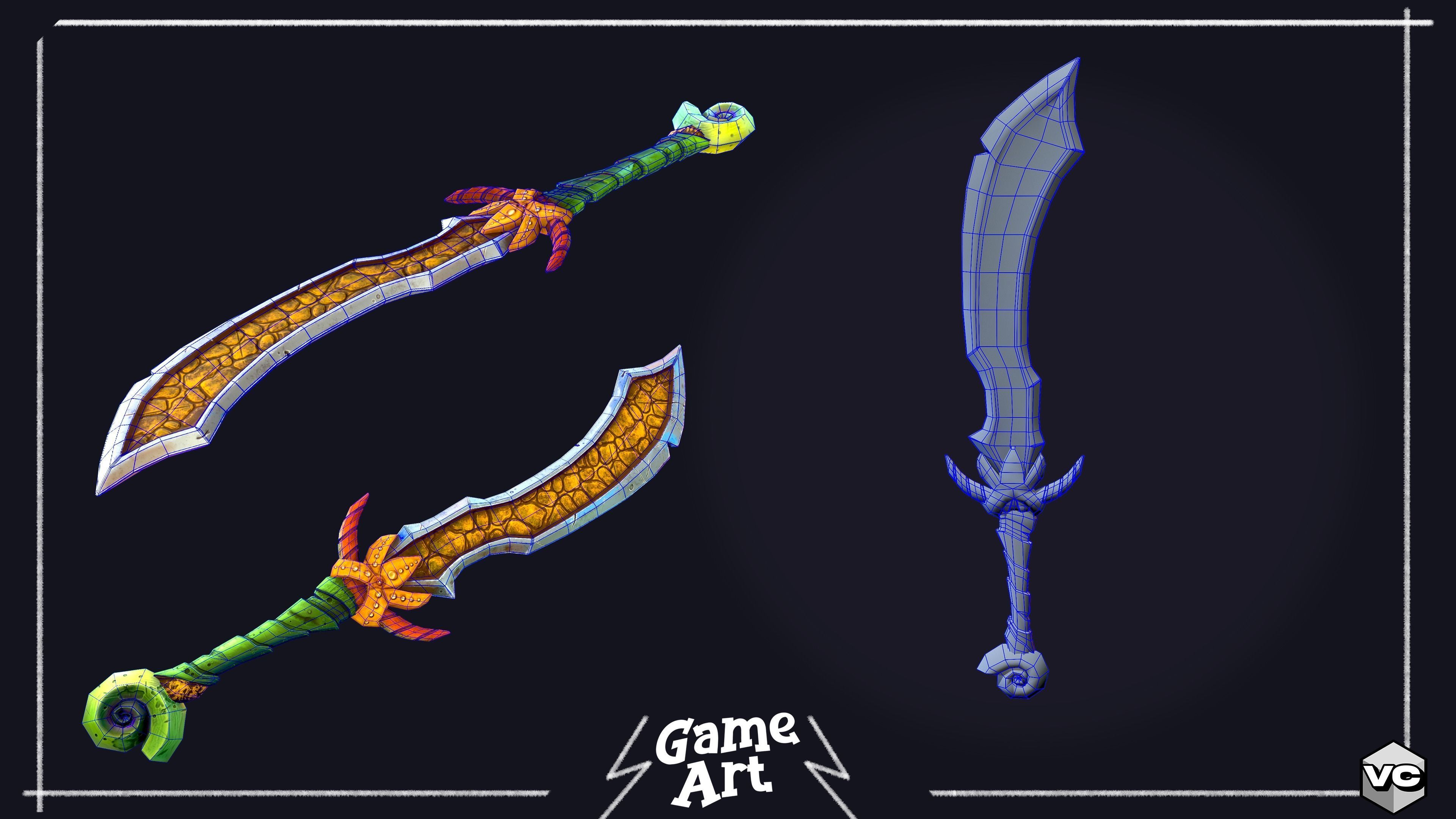 WEAPON BUNDLE - 5 Weapons Game Ready -  Low-poly 3D model_9