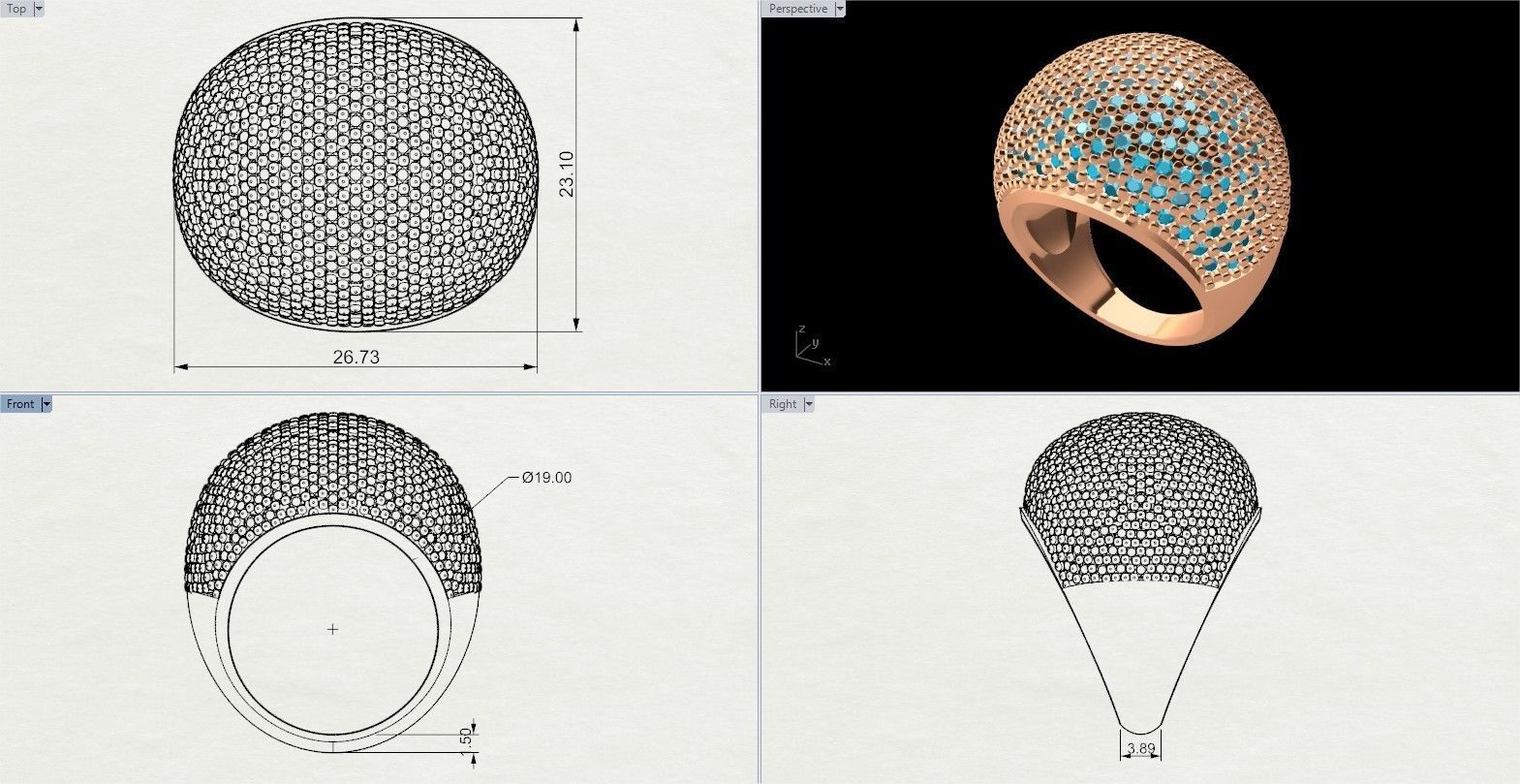  Fashion Ring With Brilliants 3D Print Model 3D print model_6