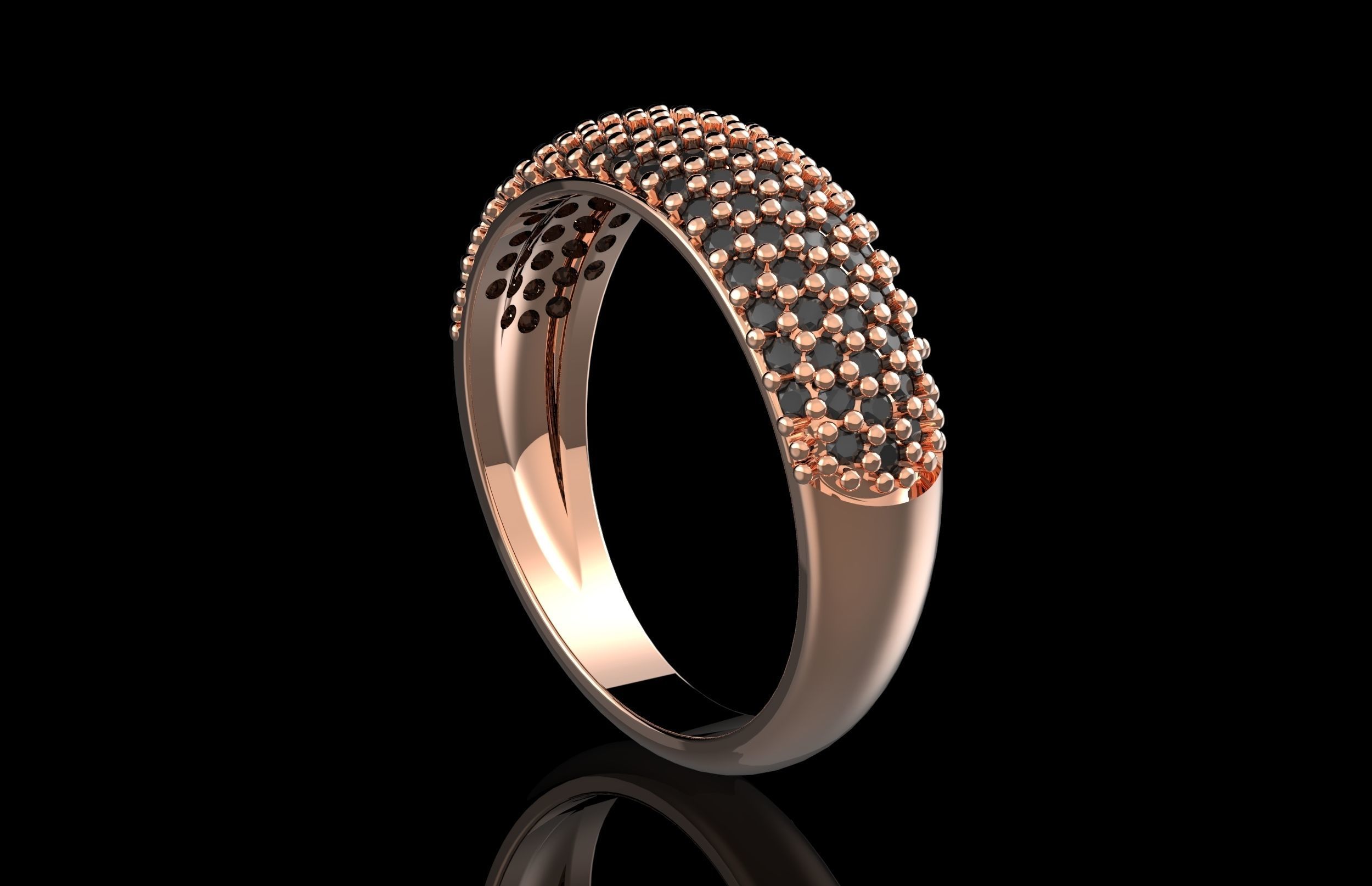 Fashion Ring With Brilliants 3D Print Model 3D print model_5