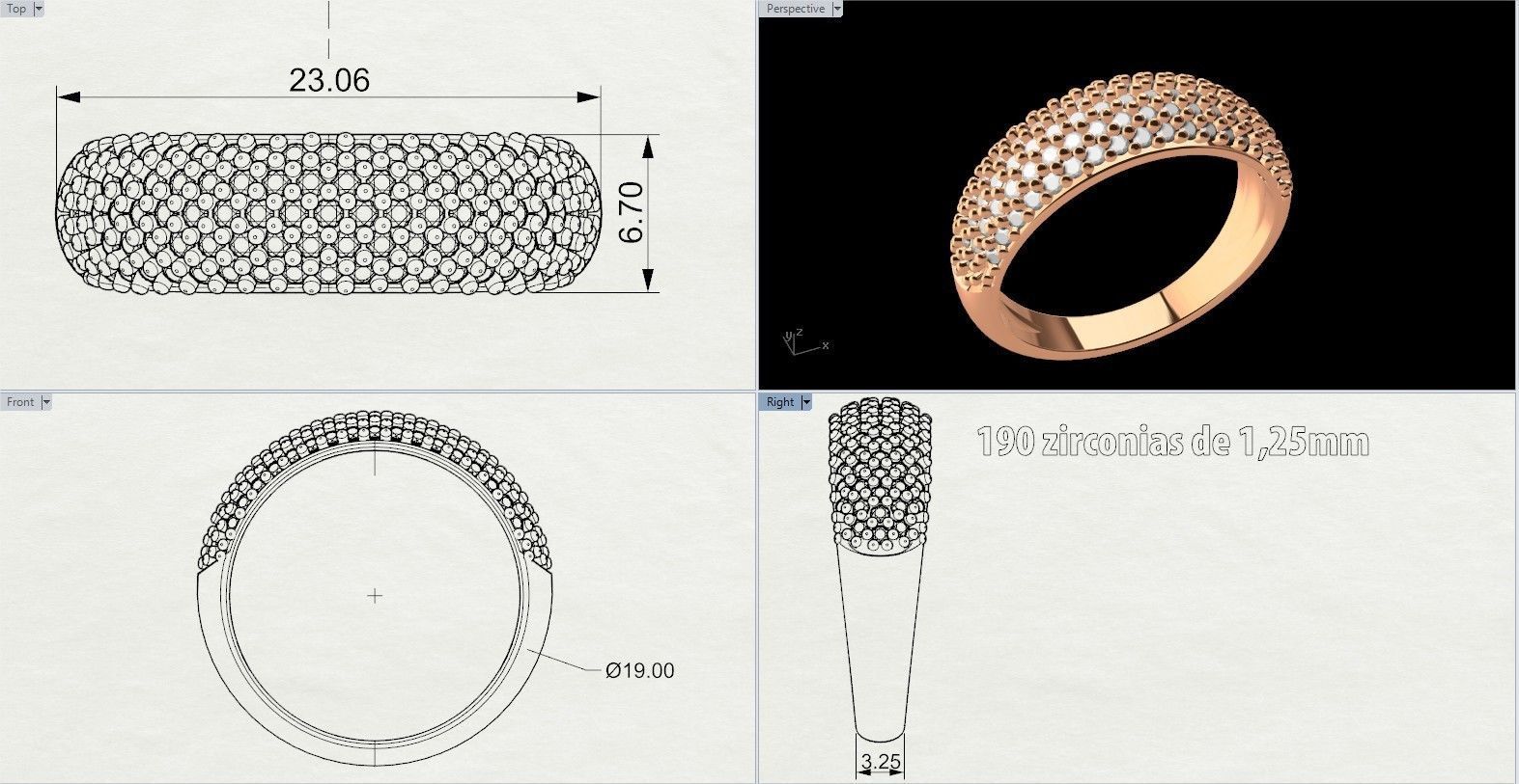 Fashion Ring With Brilliants 3D Print Model 3D print model_6