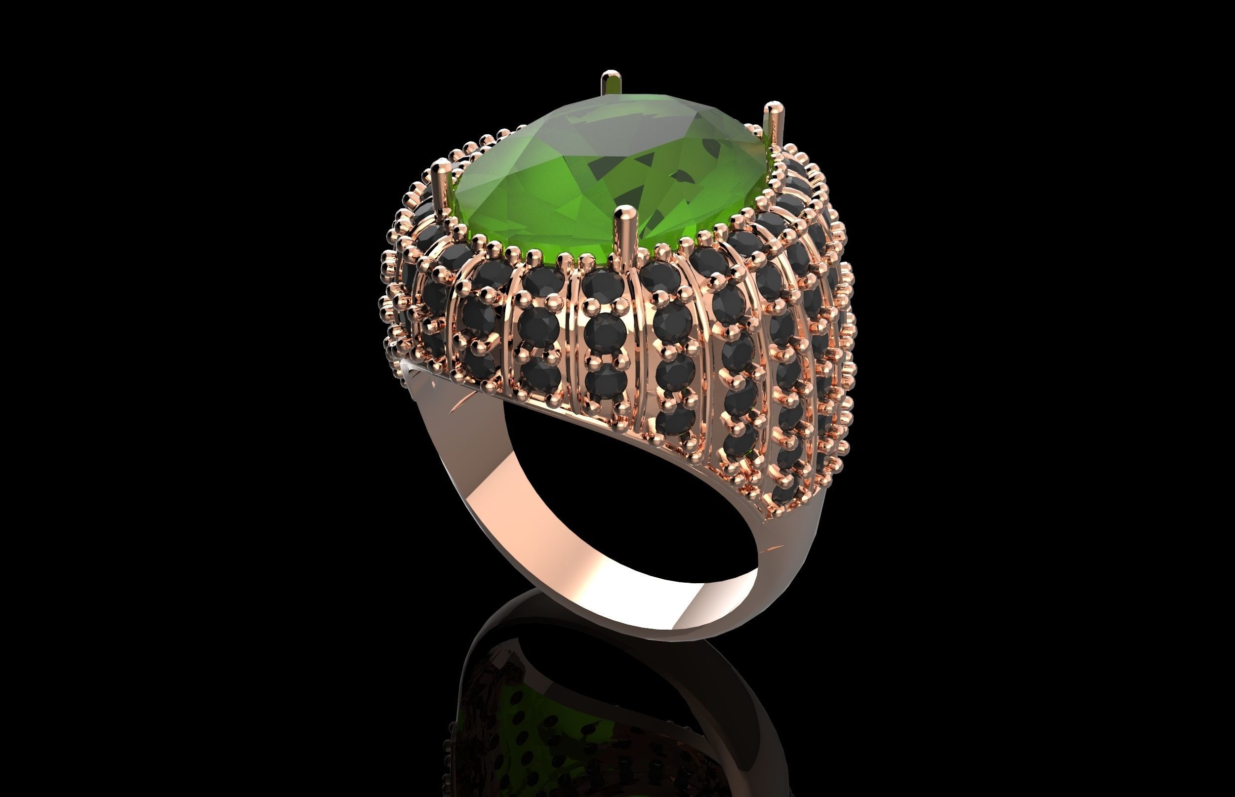 Fashion Ring With Brilliants 3D Print Model 3D print model_1