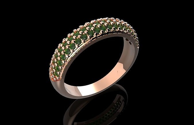 Fashion Ring With Brilliants 3D Print Model 3D print model