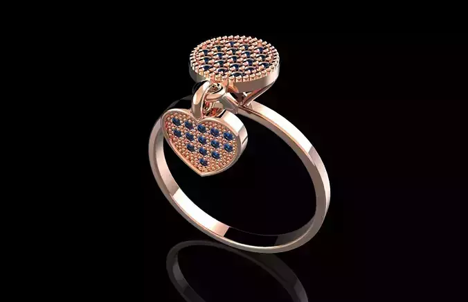 Fashion Ring With Brilliants and Pendant 3D Print Model