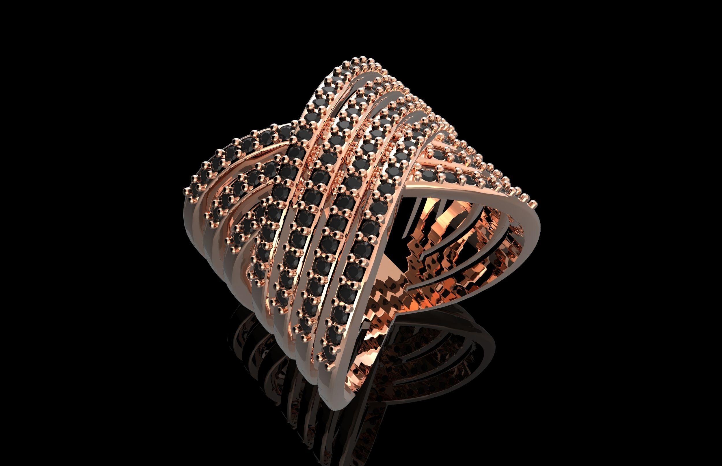 Fashion Ring With Brilliants 3D Print Model 3D print model_1