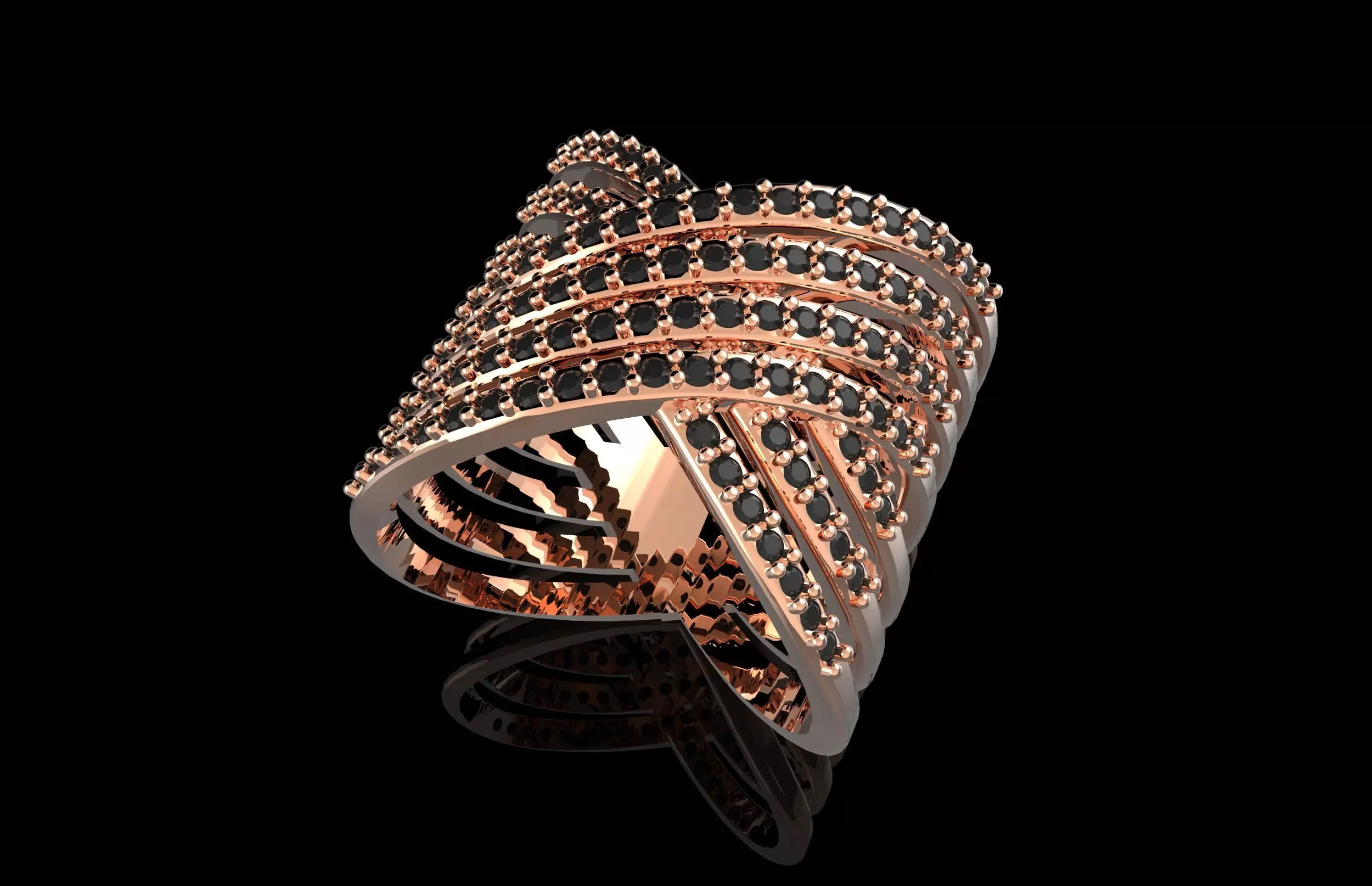 Fashion Ring With Brilliants 3D Print Model 3D print model_0