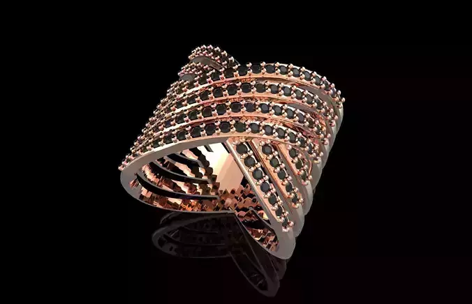 Fashion Ring With Brilliants 3D Print Model