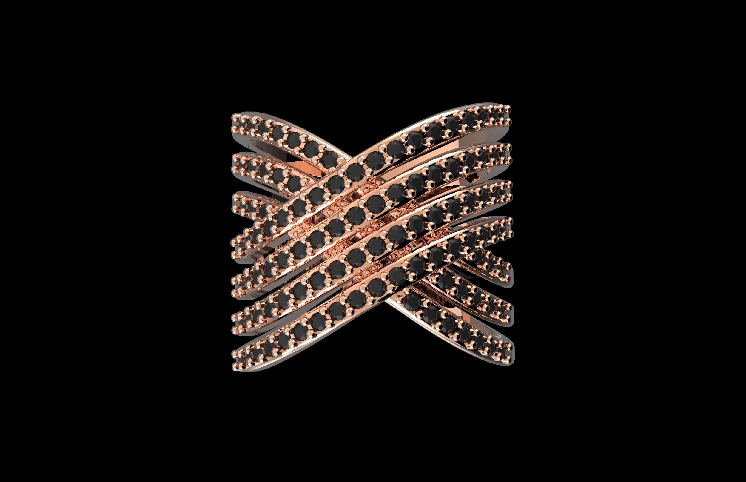 Fashion Ring With Brilliants 3D Print Model 3D print model_3