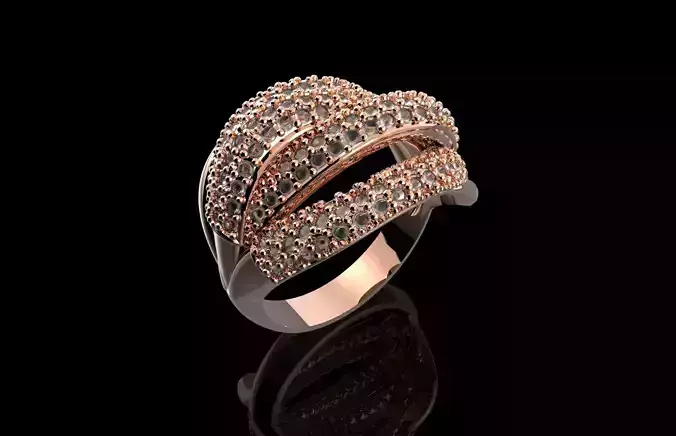 Fashion Ring With Brilliants 3D Print Model