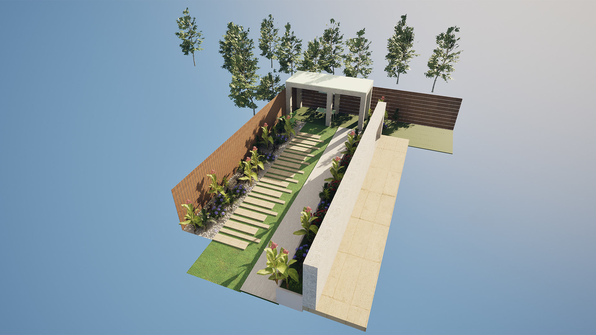 Linear Backyard Garden 3d model 3D model_4