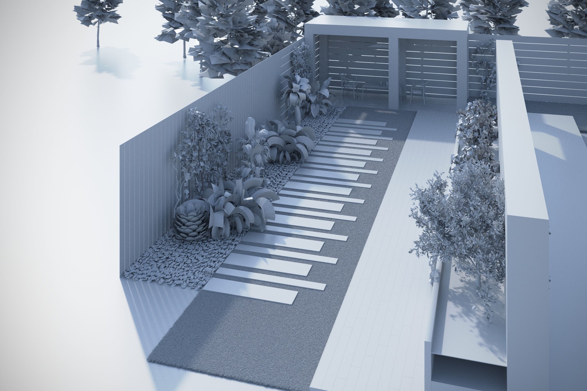Linear Backyard Garden 3d model 3D model_9